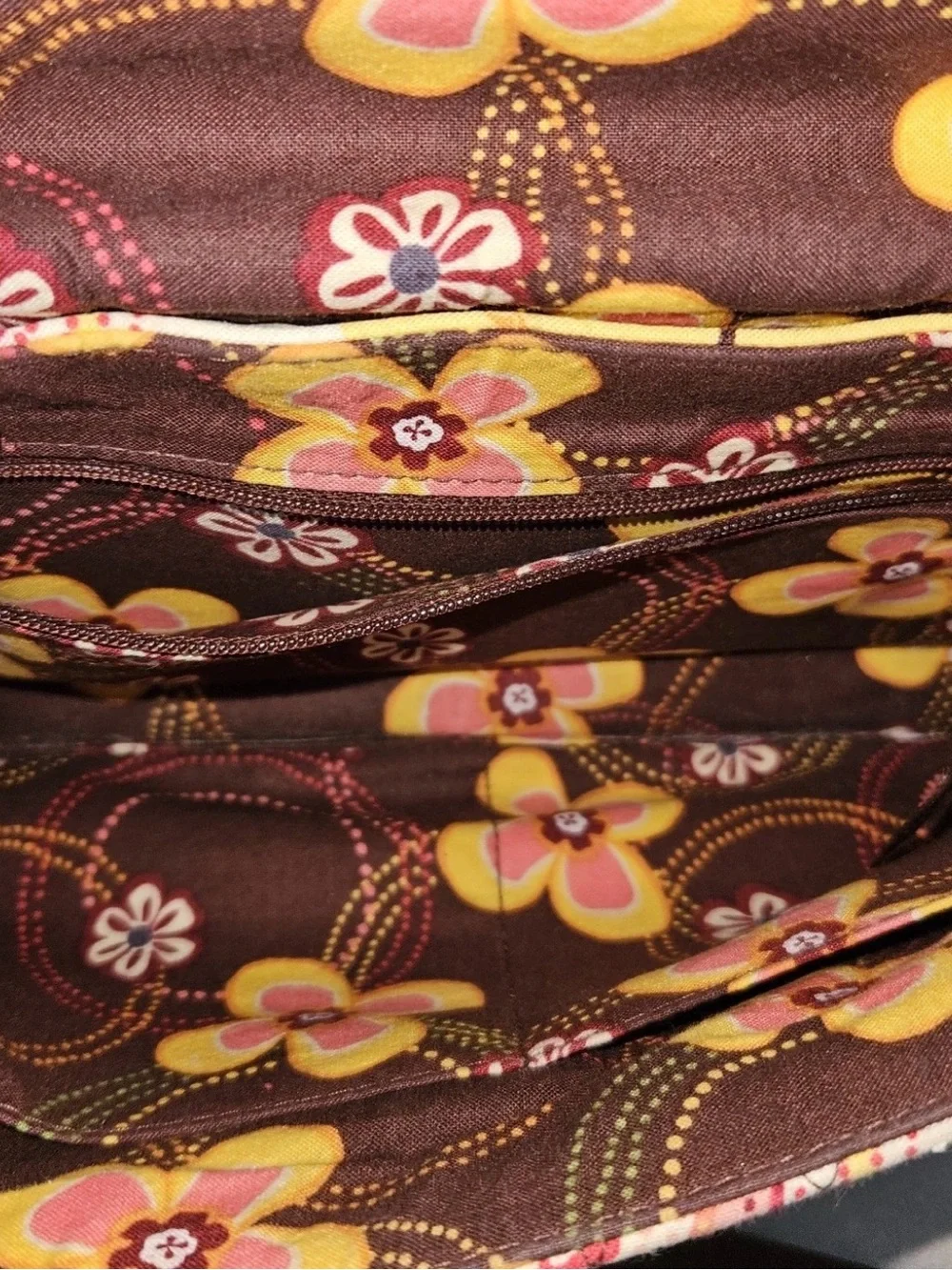 Vera Bradley Yellow Pink Floral Quilted Crossbody